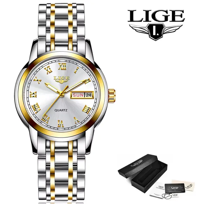 LIGE 2025 nouvelle montre en or femmes montres dames créatif en acier