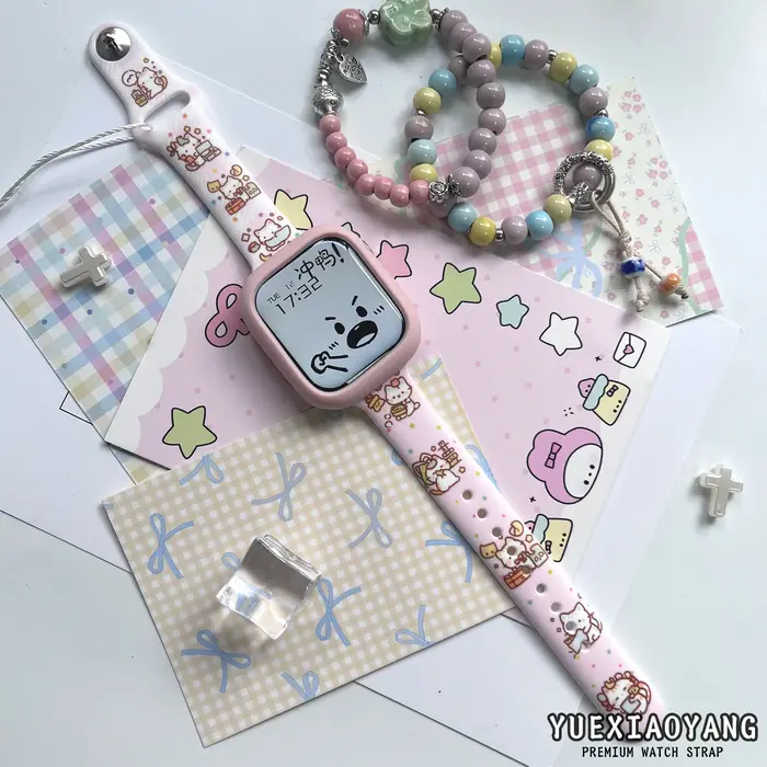 Bracelet imprimé série chaton mignon pour Apple Watch 11 10 9 8 SE, bracelet mince remplaçable pour 
