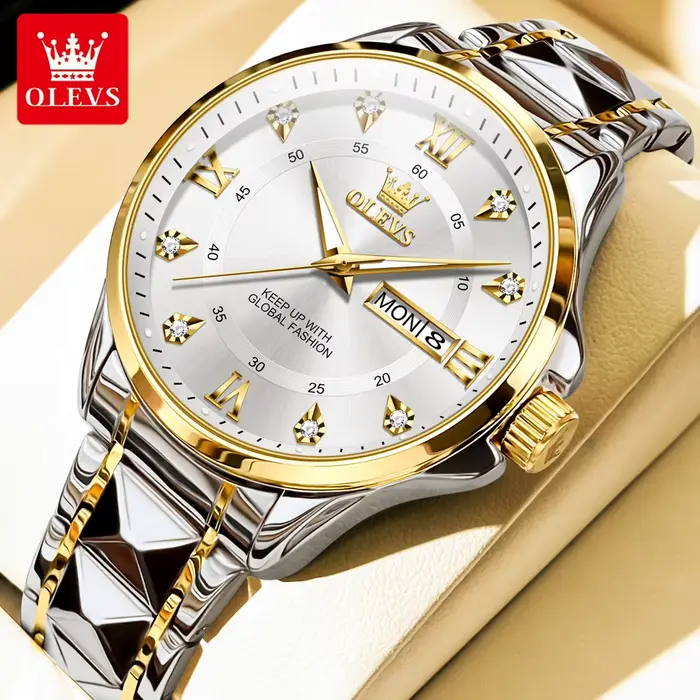 Montre OLEVS 2906 de luxe originale pour homme, lumineuse, avec affichage de la date et du jour, éta