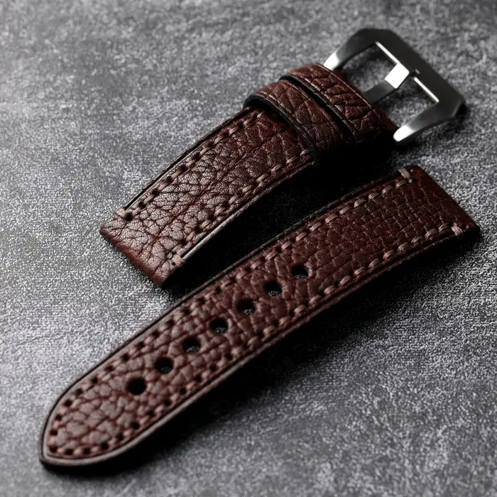 Bracelet de montre en cuir de bison nord-américain fait à la main pour homme