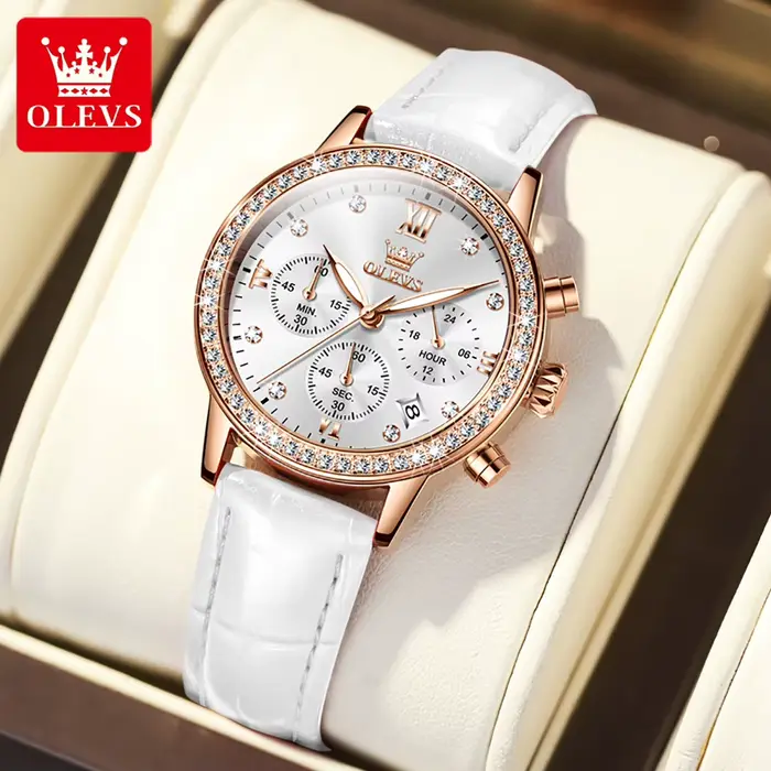 OLEVS 9933 Original montre à Quartz de luxe pour les femmes mode élégant bracelet en cuir étanche ch