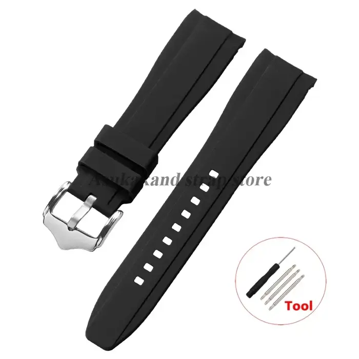 Bracelet en caoutchouc extrémité incurvée Bracelet de montre 20mm 22mm pour Omega Moonswatch pour Sw