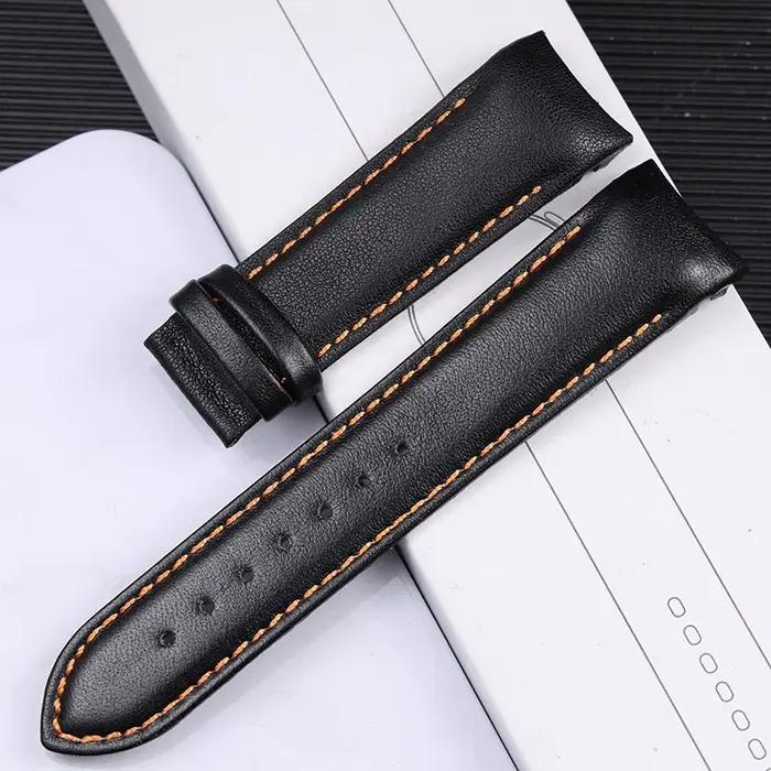 Bracelet de montre en cuir véritable pour homme