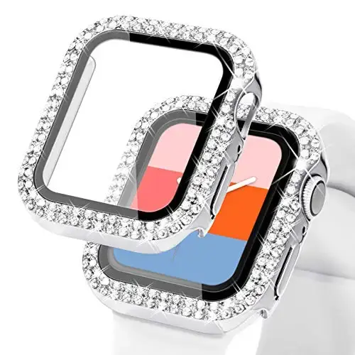 Étui en verre trempé avec film diamanté pour Apple Watch